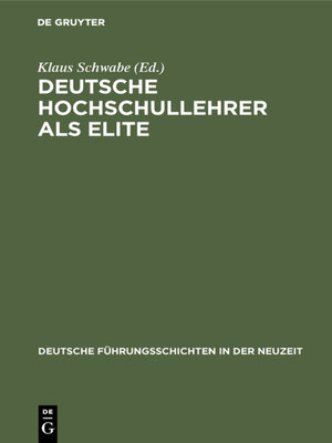 cover image of Deutsche Hochschullehrer als Elite